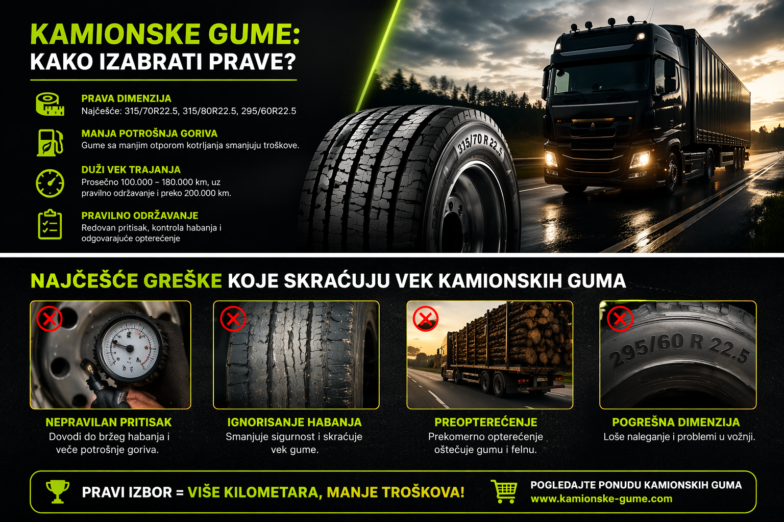 kamionske gume za kamion izbor dimenzije i dug vek trajanja