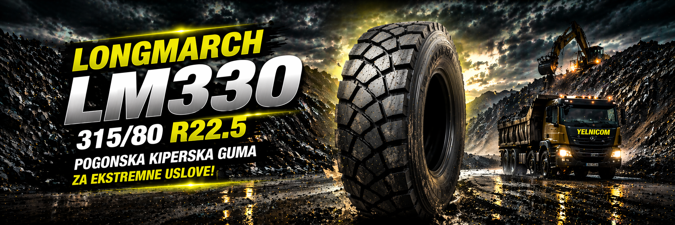 Longmarch LM330 315/80R22.5 kiperska pogonska guma za gradili&scaron;te i off road uslove